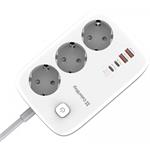 ColorWay CW-CHE34PDW, 65W, predlžovací prívod, 3 zásuvky, 4× USB, 2 m