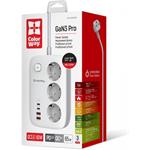 ColorWay CW-CHE34PDW, 65W, predlžovací prívod, 3 zásuvky, 4× USB, 2 m