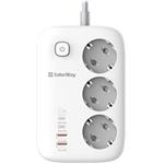 ColorWay CW-CHE34PDW, 65W, predlžovací prívod, 3 zásuvky, 4× USB, 2 m