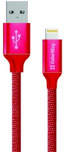 ColorWay kábel USB Apple Lightning 2.1A 1m, červený