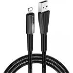 ColorWay kábel USB Apple Lightning (zink alloy + LED) 2.4A 1m, čierny