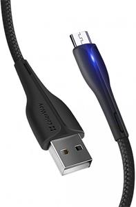 ColorWay kábel USB MicroUSB (PVC + LED) 2.4A 1m, čierny