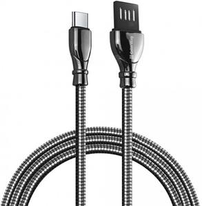 ColorWay kábel USB Type-C (metal spring) 2.4A  1m, čierny