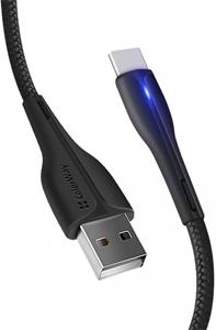 ColorWay kábel USB Type-C (PVC + LED) 2.4A 1m, čierny
