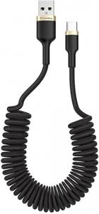 ColorWay kábel USB Type-C (spiral) 2.4A 1m, čierny