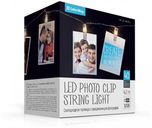 ColorWay LED foto reťaz so štipcami, 4.2m, 40led, USB