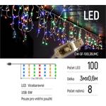 ColorWay LED Garland fringe, strapce 3m x 0.6m 100LED, USB, IP20, multifarebná