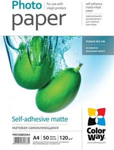 ColorWay matný samolepiaci fotopapier 120/80g/m2, A4, 50ks