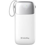 ColorWay powerbanka, 30 000 mAh Powerful (USB QC3.0 + USB-C Power Delivery 22.5W), biela