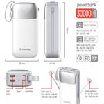 ColorWay powerbanka, 30 000 mAh Powerful (USB QC3.0 + USB-C Power Delivery 22.5W), biela