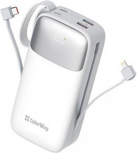 ColorWay powerbanka, 30 000 mAh Powerful (USB QC3.0 + USB-C Power Delivery 22.5W), biela