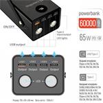 ColorWay powerbanka, 60 000 mAh Powerful, USB QC3.0 + USB-C Power Delivery 65W, čierna