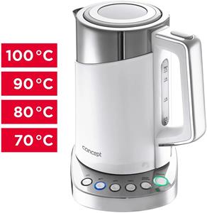 Concept RK3170, rýchlovarná kanvica s termoreguláciou, 1,7 l, biela
