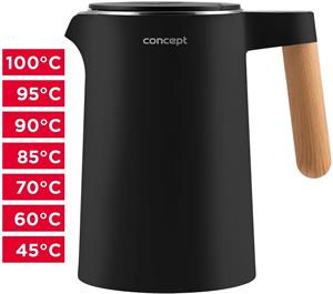 Concept RK3301 Salt & Pepper, rýchlovarná kanvica, 1,5 l, čierna