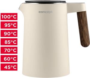 Concept RK3304 NORWOOD, rýchlovarná kanvica s reguláciou teploty, 1,5 l, vanilková
