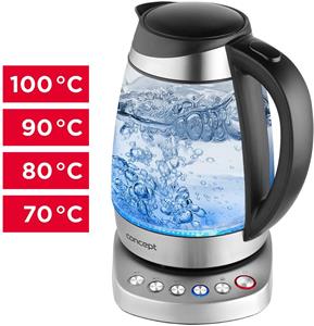 Concept RK4130, rýchlovarná kanvica sklenená s nastavením teplôt, 1,7 l