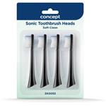 Concept ZK0053, náhradné hlavice k zubným kefkám PERFECT SMILE ZK500x, Soft Clean, 4 ks