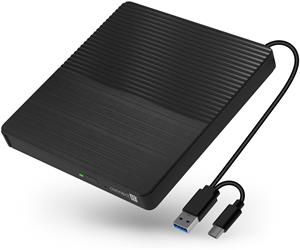 Connect IT 3v1 SlimDrive, externá CD/DVD mechanika a hub, USB-C/USB-A