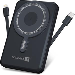Connect IT bezdrôtová powerbanka USB-C/Lightning, 10000 mAh, sivá