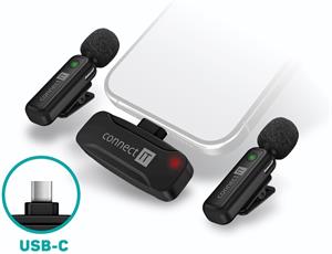 Connect IT bezdrôtový mikrofón, USB-C, 2 ks + receiver, čierny