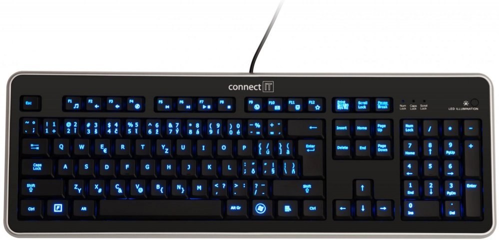 Connect IT CI-118, čierna klávesnica, SK, LED, podsvietená, USB