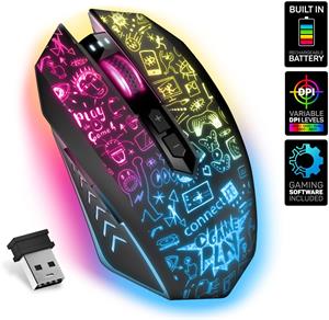 Connect It Doodle 2 Pro, bezdrôtová herná myš, čierna