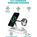 Connect IT MultiCharge 5 v 1 MagSafe, bezdrôtová nabíjačka, biela