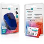 Connect IT Mute, bezdrôtová optická tichá myš, USB, modrá