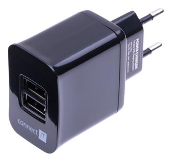CONNECT IT nabíjací adaptér s 2x USB portom spolu 3.1 A čierny