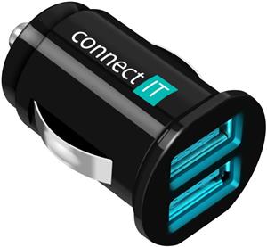 Connect IT - Nabíjačka do auta s 2x USB, čierna