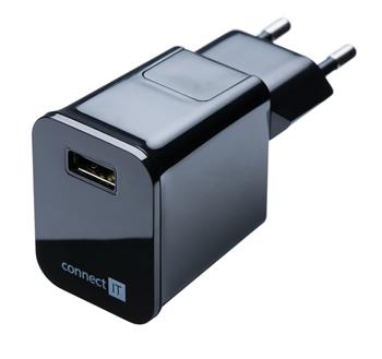 CONNECT IT nabíjecí adaptér s USB portem 2.1 A černý