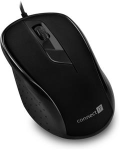CONNECT IT Optická myš OfficeBase BLACK, ergonomická, USB, čierna (CMO-1200-BK)