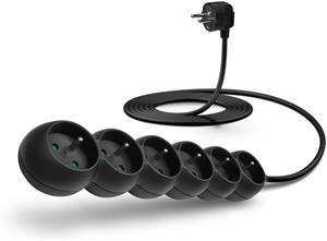 Connect IT predlžovací kábel 230 V, 6 zásuviek, 3 m, bez vypínača, čierny