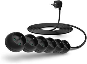 Connect IT predlžovací kábel, 230 V, 6 zásuviek, 5 m, bez vypínača, čierny