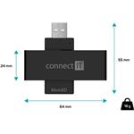 Connect IT USB čítačka občianskych preukazov a čipových kariet, čierna