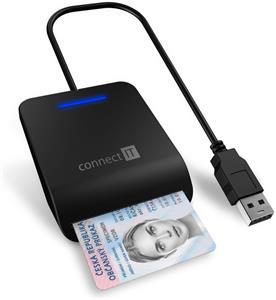 Connect IT USB čítačka občianskych preukazov a čipových kariet, čierna