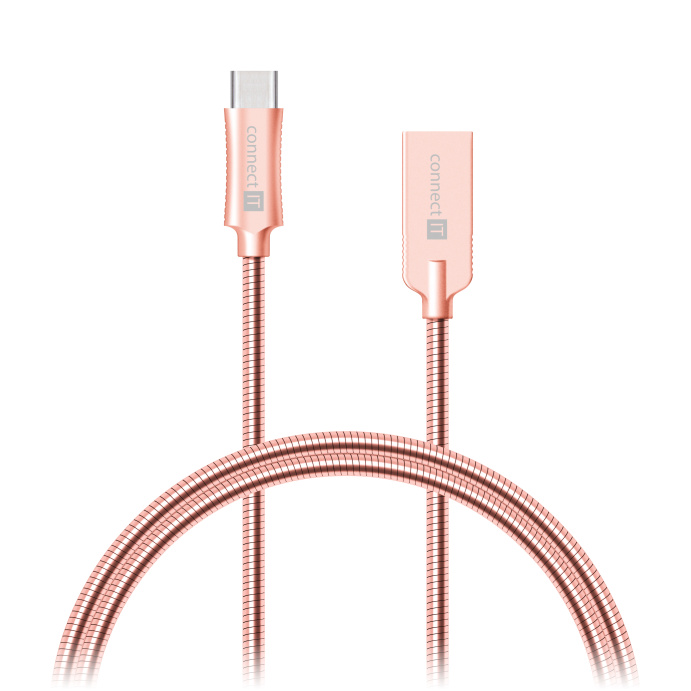 Connect IT USB3.1C-USB2.0A kábel M/M, 1.0m, prepojovací, kovovo rúžová