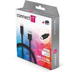 Connect IT WIREZ USB-A na USB-C, M/M, 0,5m, čierny