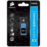 Corsair Voyager Slider X2 USB flash disk, 64GB, USB 3.0, modročierny
