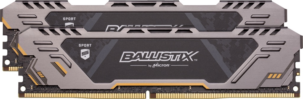 Crucial Ballistix Sport AT Gaming, DDR4, DIMM, 3200 MHz, 32 GB (2x 16 GB kit), CL16, sivá