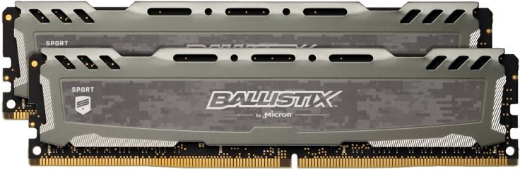 Crucial Ballistix Sport LT, DDR4, 3200 MHz, 16 GB (2x 8 GB kit), CL16, Unbuffered, sivá