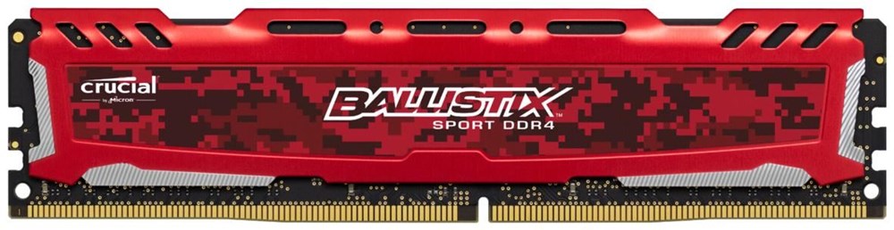 Crucial Ballistix Sport LT Red, DDR4, DIMM, 2666 MHz, 8 GB, CL16, SRx8, Unbuffered, červená