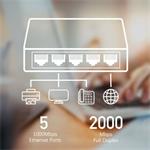 Cudy GS105 5.0, switch 5-portový Gigabit, kovový