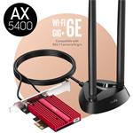 Cudy WE4000, Wi-Fi 6E PCI-Express sieťová karta, Tri-Band, ext. anténa so stojančekom AX5400