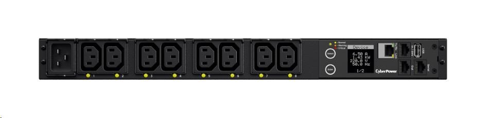 CyberPower Rack PDU, prepínaná, 1U, 16A, (8)C13, IEC-320 C20