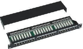 Datacom 19" patch panel 1U/24p, STP cat6, čierny
