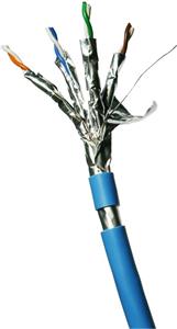 DATACOM kábel, cat. 6a, F-FTP drôt, na metre 1,0m, modrý