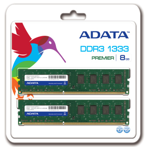DDRAM3 8GB (2x4GB) ADATA 1333MHz CL9