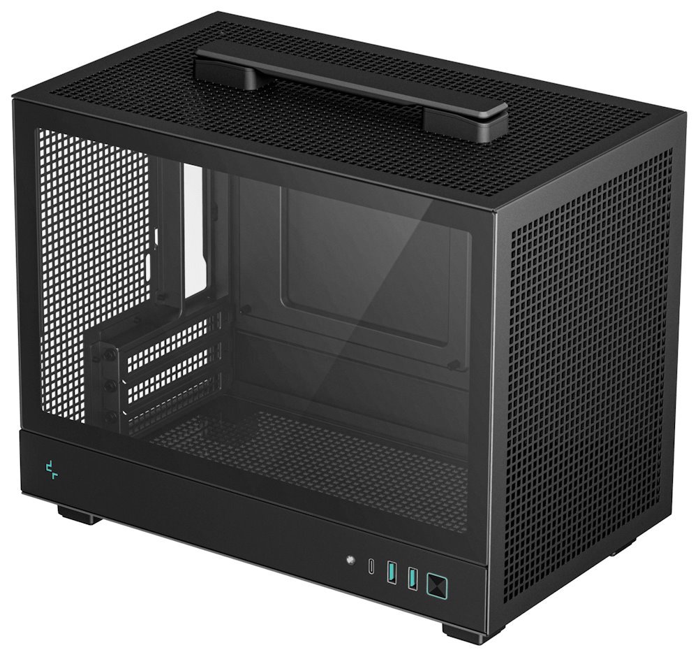DEEPCOOL skříň CH160 / miniITX / USB 3.0 / USB-C / prosklená bočnice / držadlo / černá