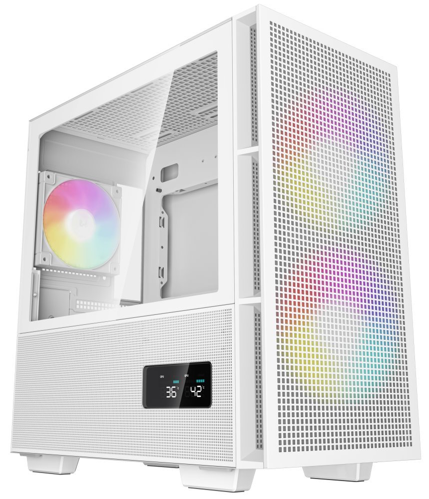 DEEPCOOL skříň CH360 Digital / mATX / 140mm +120 mm fan / USB 3.0 / USB-C / mesh panel / prosklená bočnice / bílá